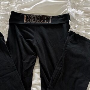 Victoria's Secret Black Lounge Pants with Contrast Logo Waistband